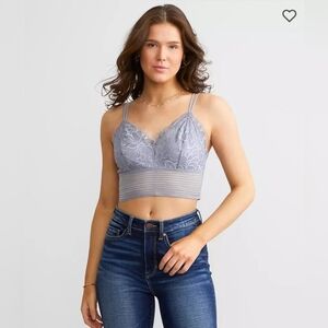 BKE Essentials floral lace bralette in gray blue size small